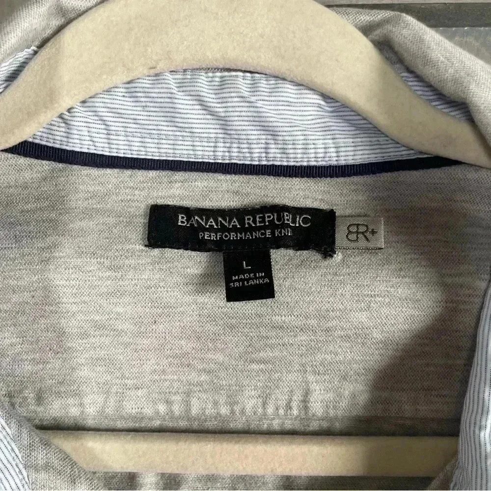 Banana Republic men’s performance knit button-down gray stretch‎ L